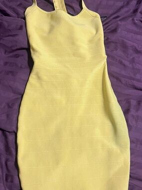 Slim Fit Yellow Bandage Tank Dress